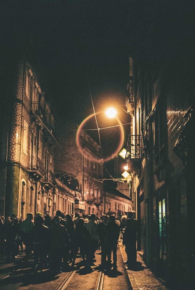 Bairro Alto nightlife street in Lisbon